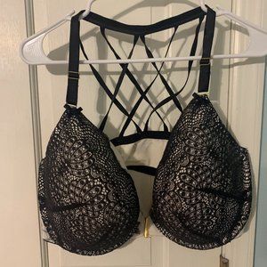 Lane Bryant 42G Front Close Boost Plunge Bra Floral Strappy Back